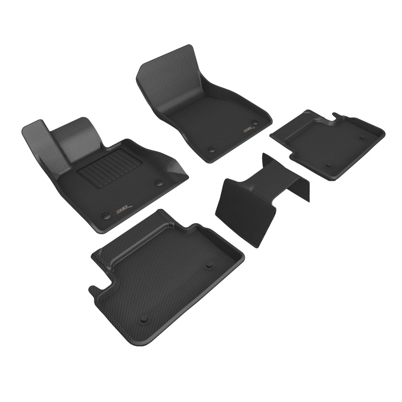 BMW 5 Series Floor Mat Set - Front + Rear - 3D MAXpider - Kagu - Black - `24-`26